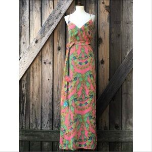 Mara Hoffman Silk Maxi Dress Tropical Carnation Garland Size XS